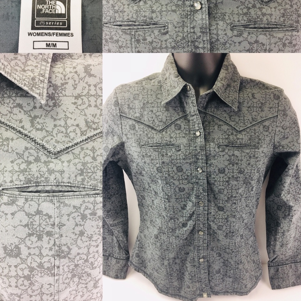 The North Face Women’s Grey Long Sleeve Snap Shirt